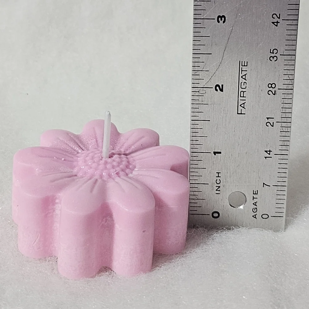 6 Handmade Pink Flower Scented Wedding Gender Baby Shower Wax Candle Giveaways
